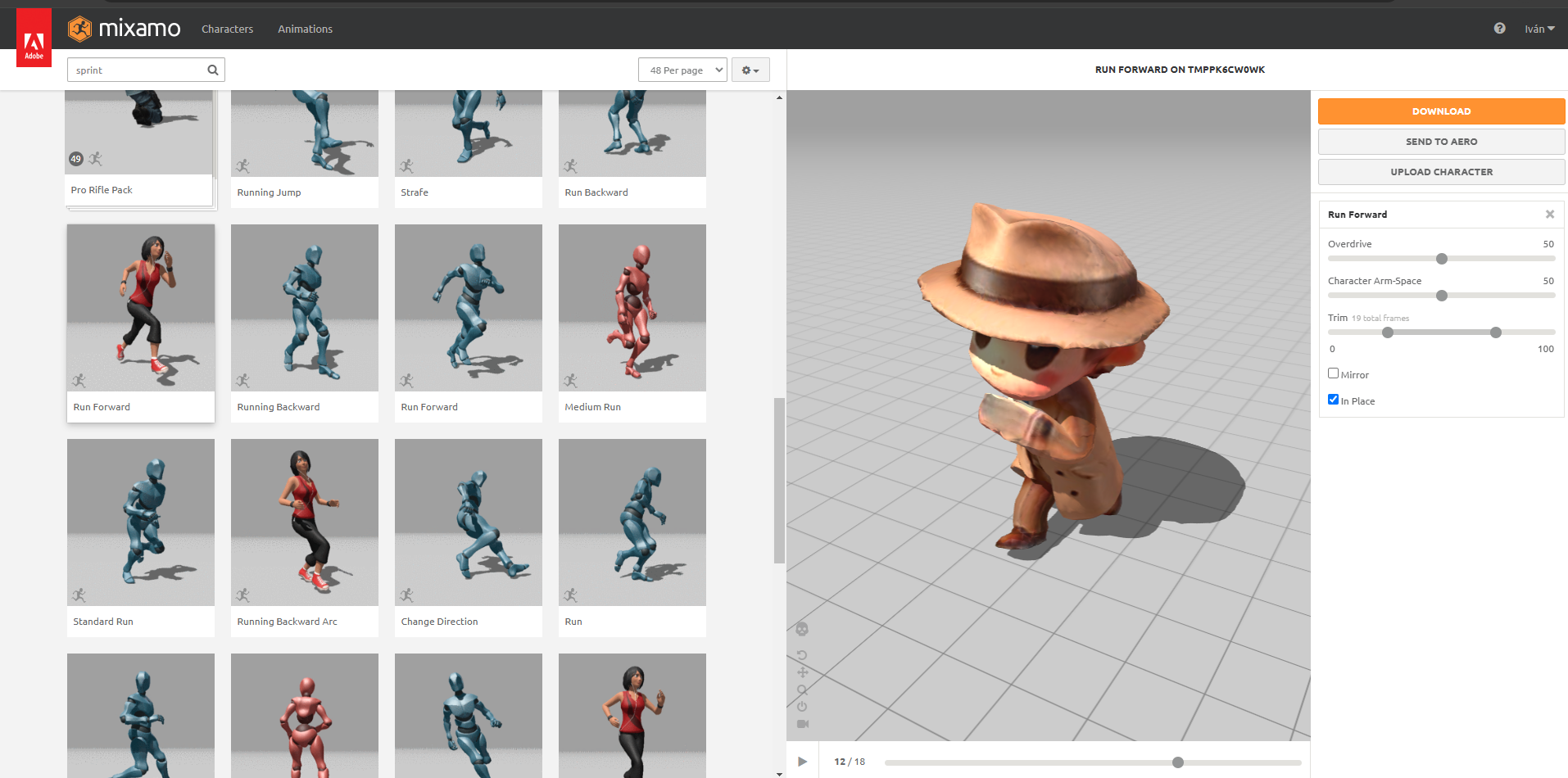 Resultado final del personaje 3D animado
